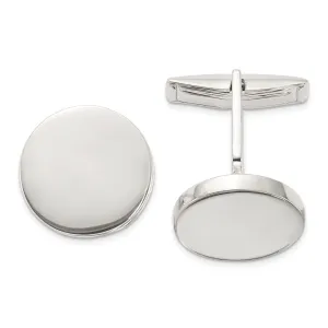 Sterling Silver Polished Round Cuff Links