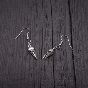 Sterling Silver Raven Skull Earrings 925 Sterling Silver