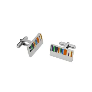 Stripey Enamel Steel Cufflinks