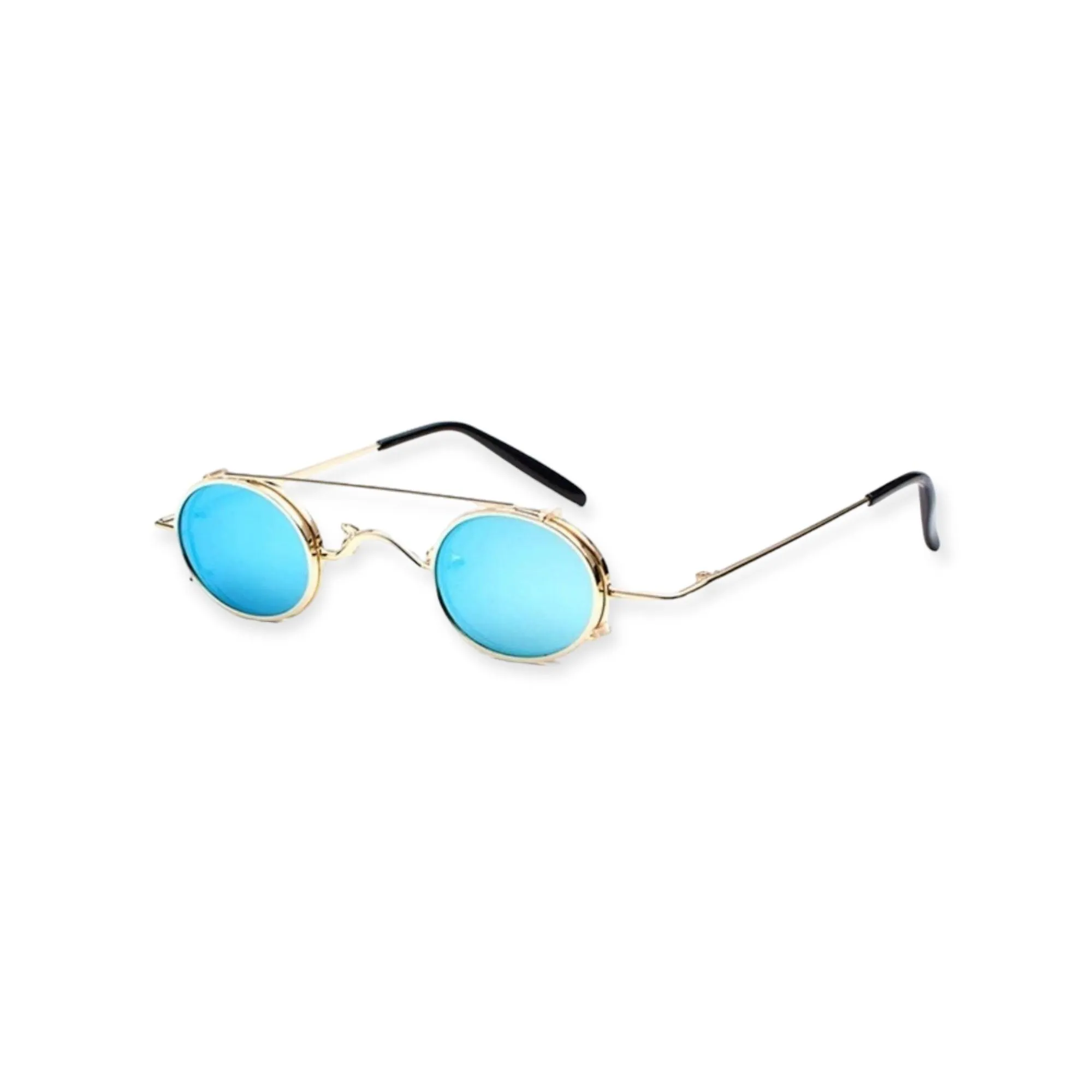 Stylish Blue Mirror Clip-On Sunglasses