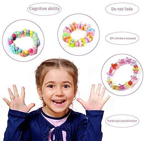 SYGA Plastic Beads for Kids Crafts Children's Jewelry Making Kit DIY Bracelets Necklace Hairband and Rings Craft Kits Birthday for 4, 5, 6, 7-Year-Old Little Girls(DIYBeadsSet-10) Multicolor