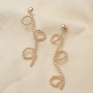 TFC Kiara Pink Pearl Dangler Earrings