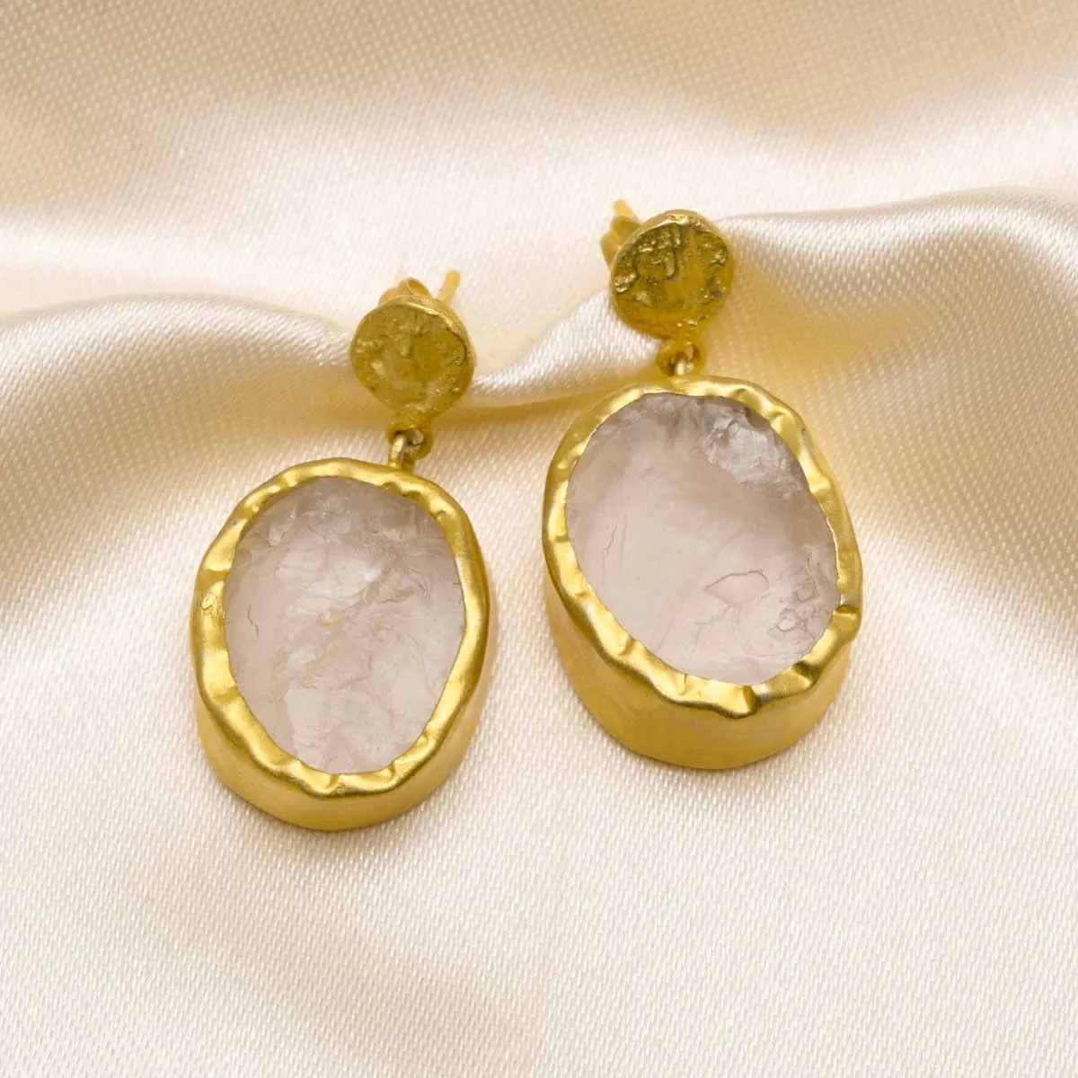 The Spirited One Gold Earrings withRose Quartz