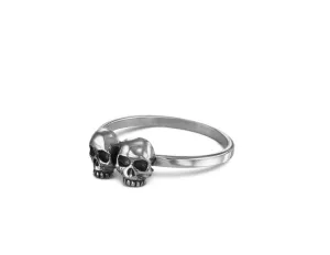 Two Skulls Stacking Ring - Silver