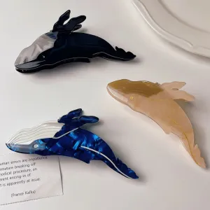 VAIGE Blue Whale Acetate Hair Claw Clips - Cute Sea Creature Hair Accessories for Casual Use