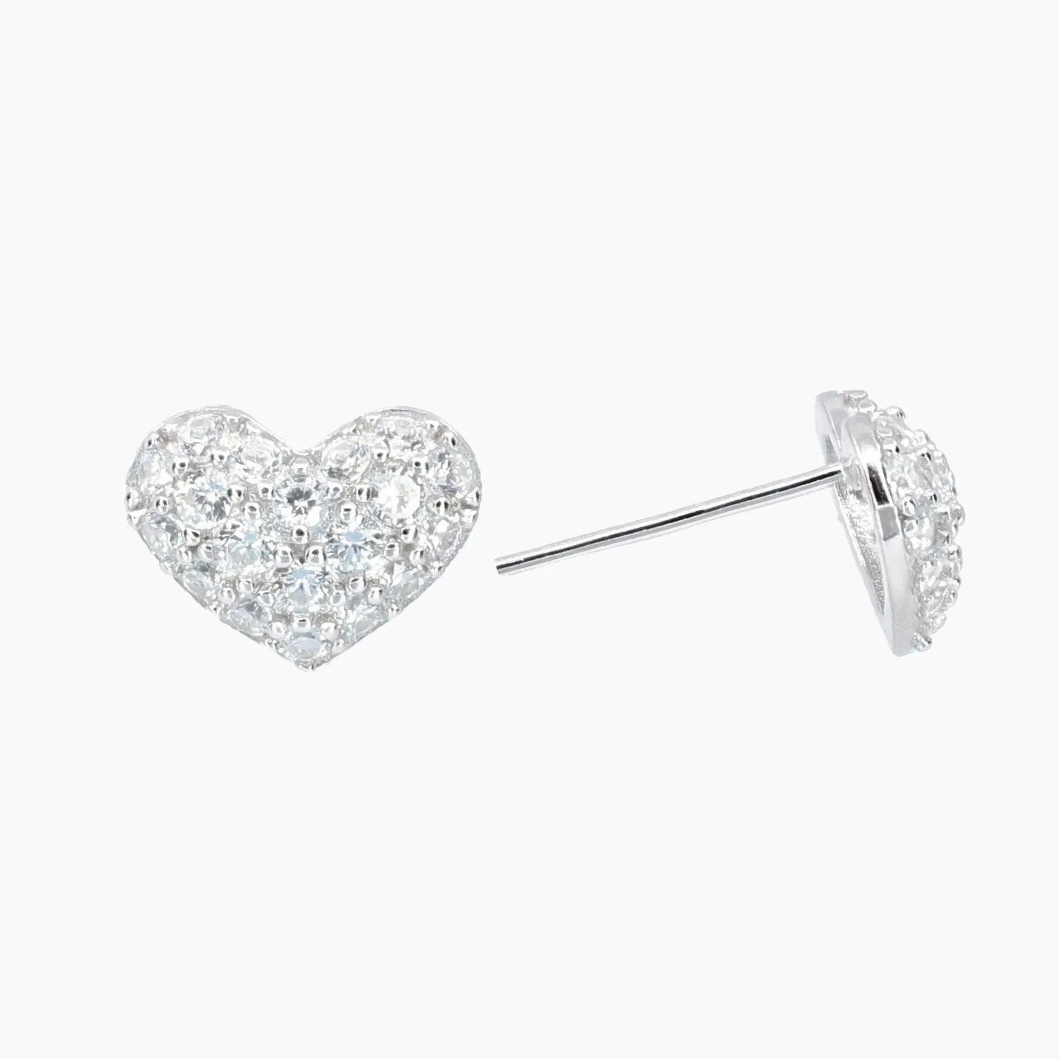 Valentina Pave Heart Earrings (Silver)