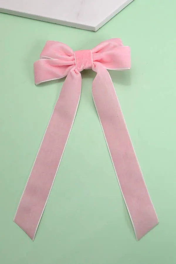 Velvet Hair Bow - PINK