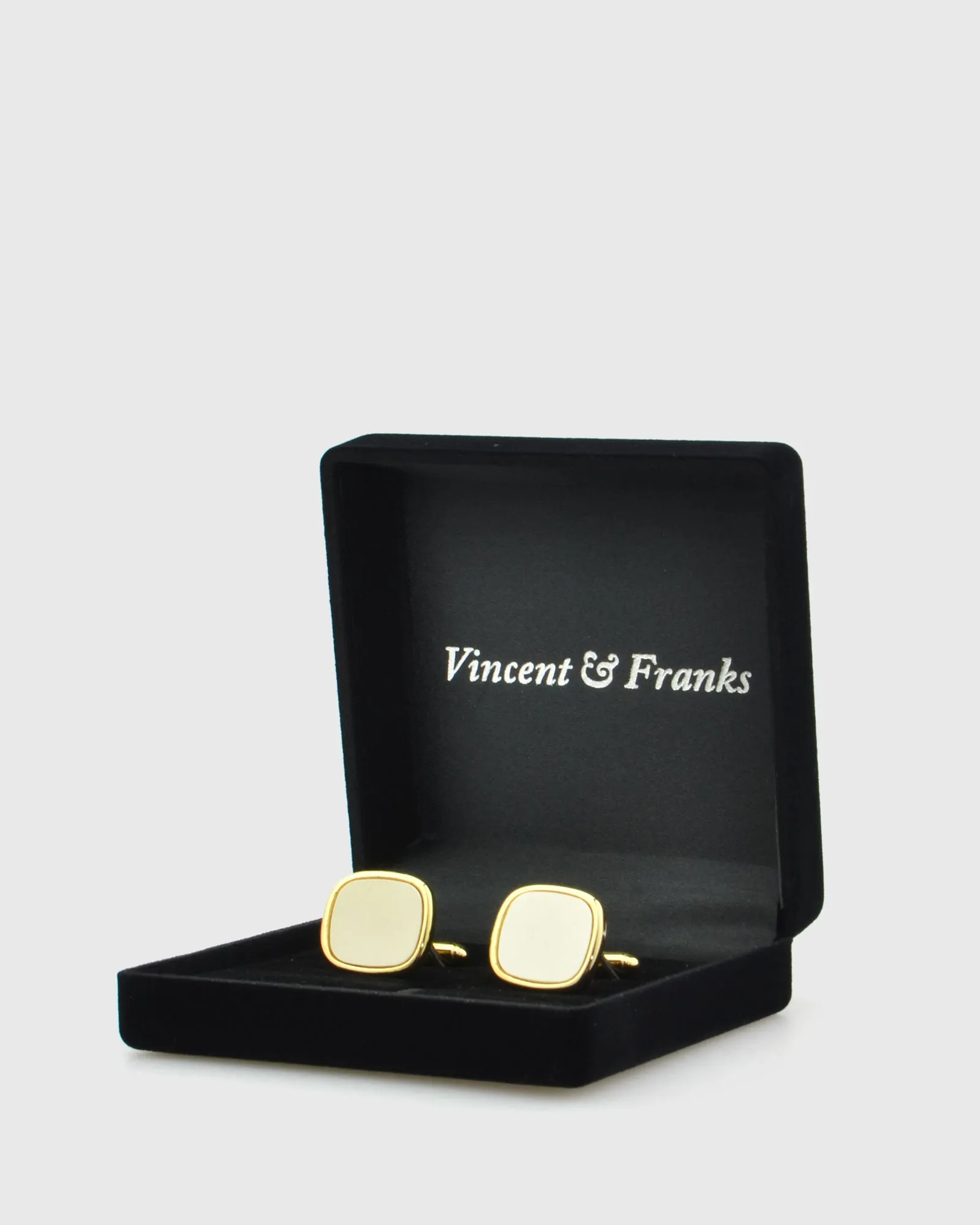 VINCENT & FRANKS VF20025 WHT-GLD CUFFLINKS